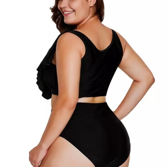 Tummy Control Swimsuit for Women Black Swimwear Bathing Suits, Sz 12 - Picture 2 of 6